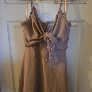 #76 Elegant Tan Chemise with Ruffle Detail